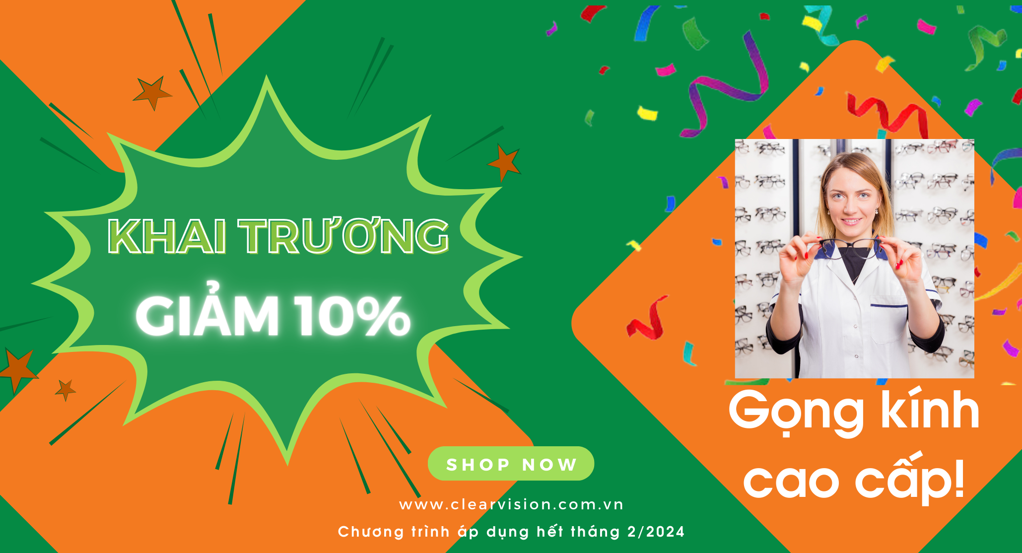 GIẢM NGAY 10% cho gọng kính cao cấp